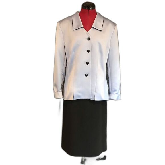 Kasper Skirt Suit Women Size 16 Blue & Black 2-Piece Set Blazer & Pencil Skirt - Picture 1 of 10